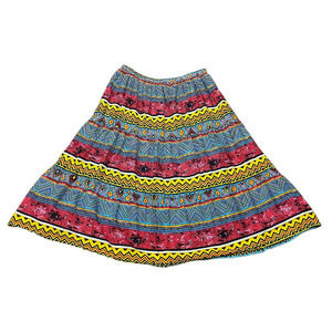 Great Northwest Indigo Maxi Aztec Pattern Skirt L Indie Boho Western 100% Cotton